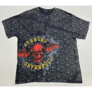 VTG Y2K Avenged Sevenfold skull all-over print graphic metal band t-shirt M